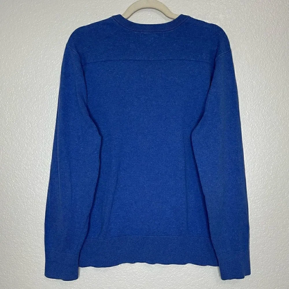 Banana Republic Cashmere Blend Blue V-neck Men's Sweater, Sz Large
